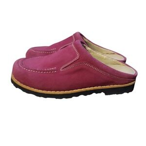 Lands End Girls Sz 3 Slip On Slide‎ Clog Mule Pink Suede EUC